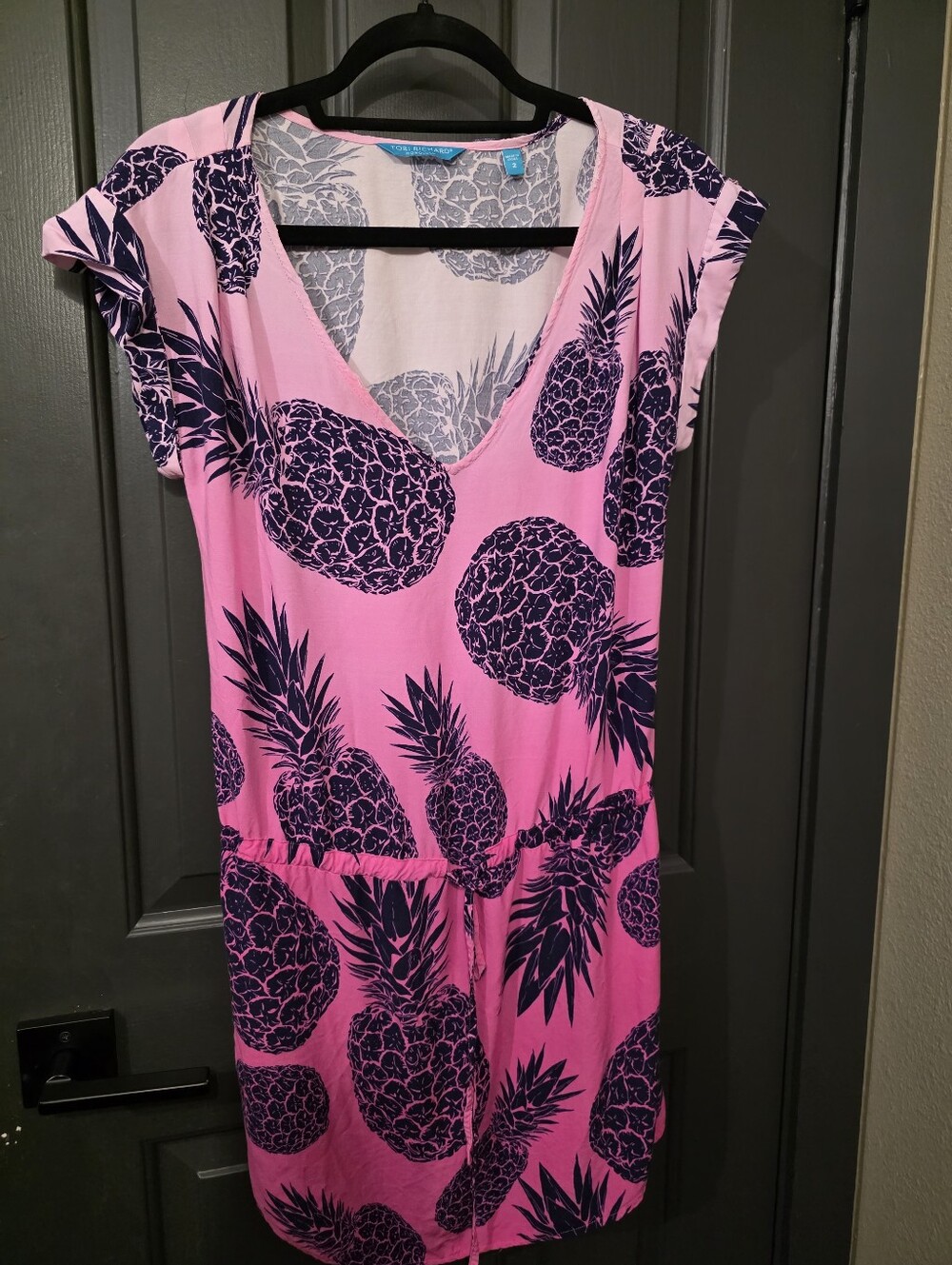 Tori Richard Women's Pink Pineapple Print Dress